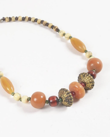  African Glass-beaded,  native-wood Necklace