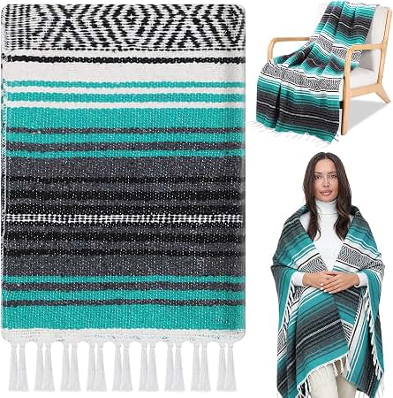 The Wordy Traveler Travel Themed Subscription Book Box Authentic Mexican Throw Blanket (50x70 in)