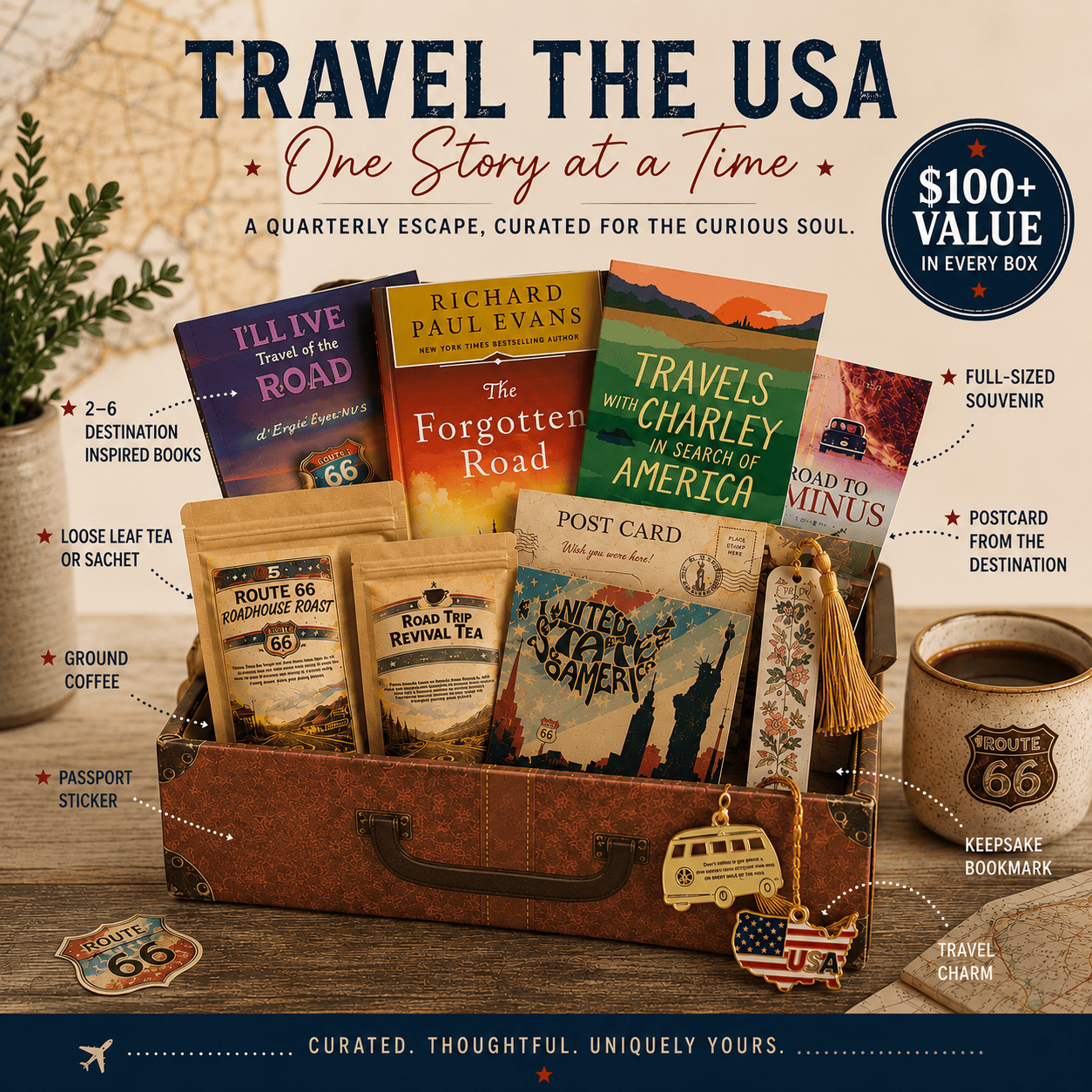 The Wordy Traveler Travel Themed Subscription Book Box One-Time Bonus Box (Ships This Friday)