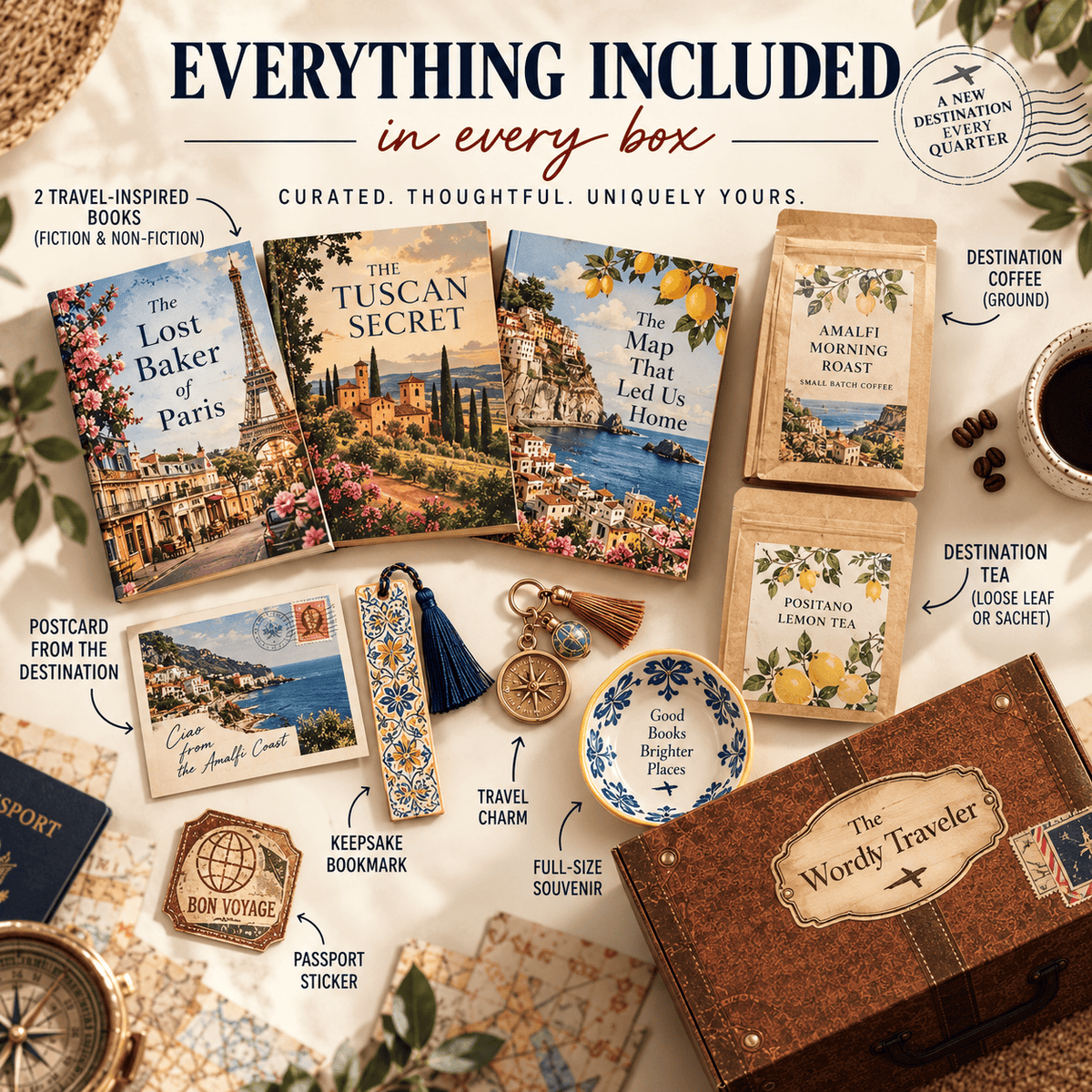 The Wordy Traveler Travel Themed Subscription Book Box One-Time Travel Book Box