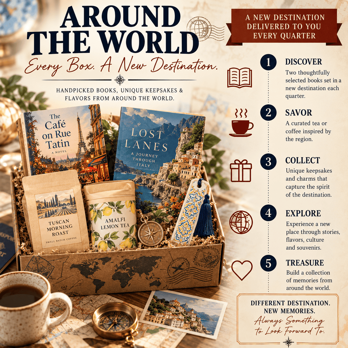 The Wordy Traveler Travel Themed Subscription Book Box One-Time Travel Book Box